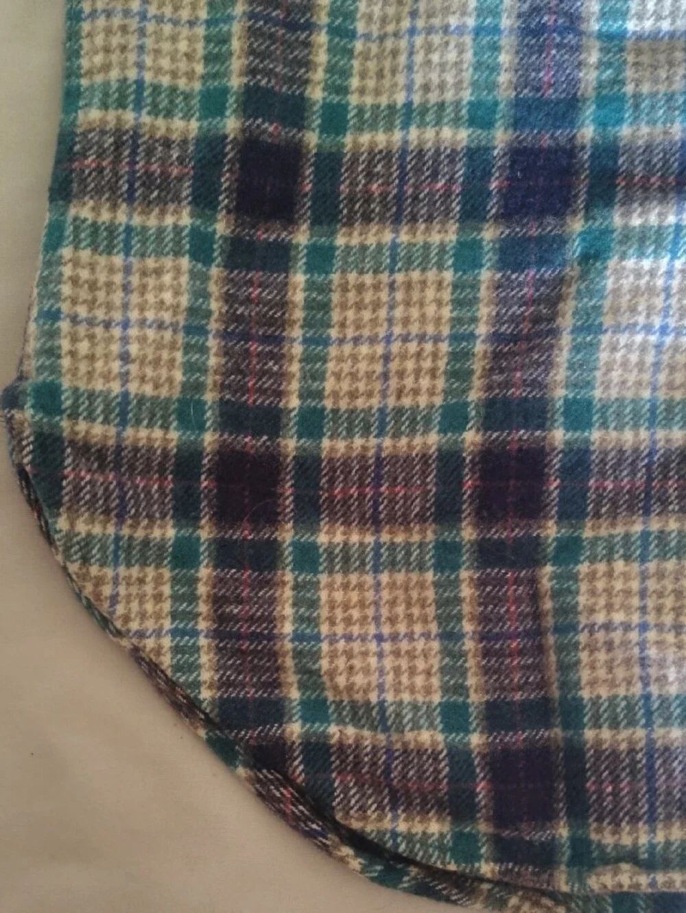 Boys XL Vintage Pendleton Green & Purple Plaid Shirt 100% Virgin Wool
